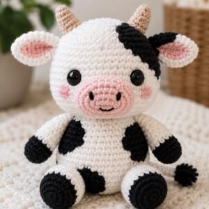 Barnyard Sweetheart: The Realistic Sitting Crochet Cow Amigurumi PDF Guide