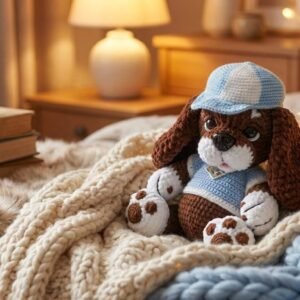 Chenille Blue-Shirt Bear crochet pdf guide
