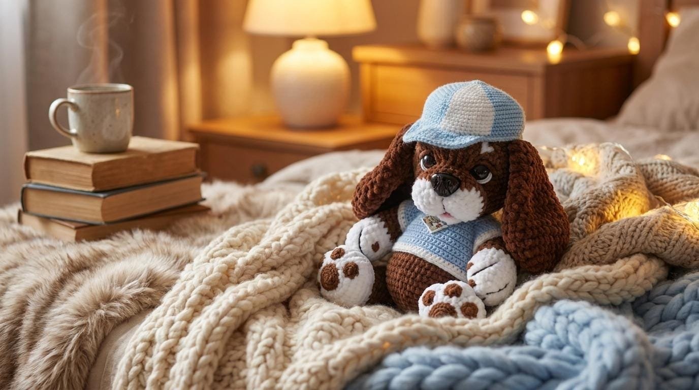 Chenille Blue-Shirt Bear crochet pdf guide