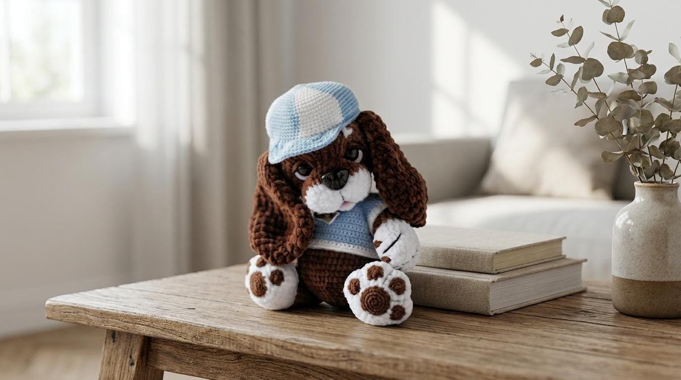 Chenille Blue-Shirt Bear crochet pdf guide