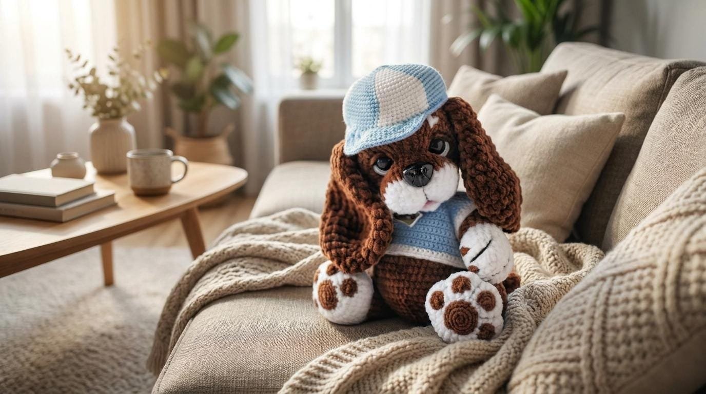 Chenille Blue-Shirt Bear crochet pdf guide