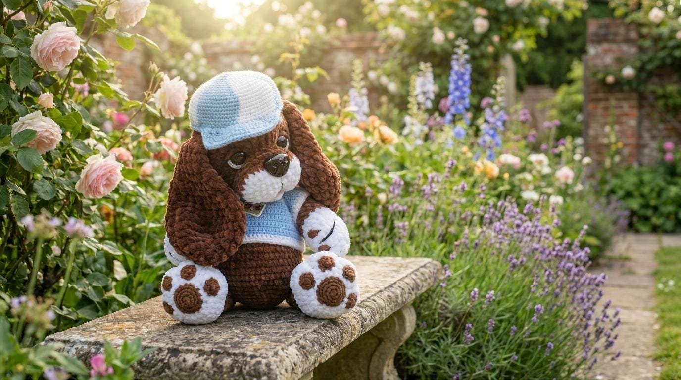 Chenille Blue-Shirt Bear crochet pdf guide
