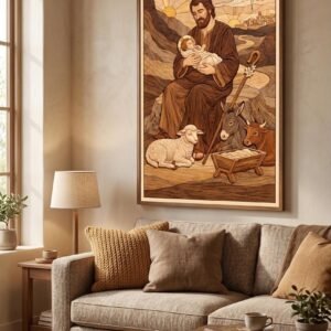 Christian Nativity Intarsia Pattern, Holy Family Scroll Saw Template (PDF Download)