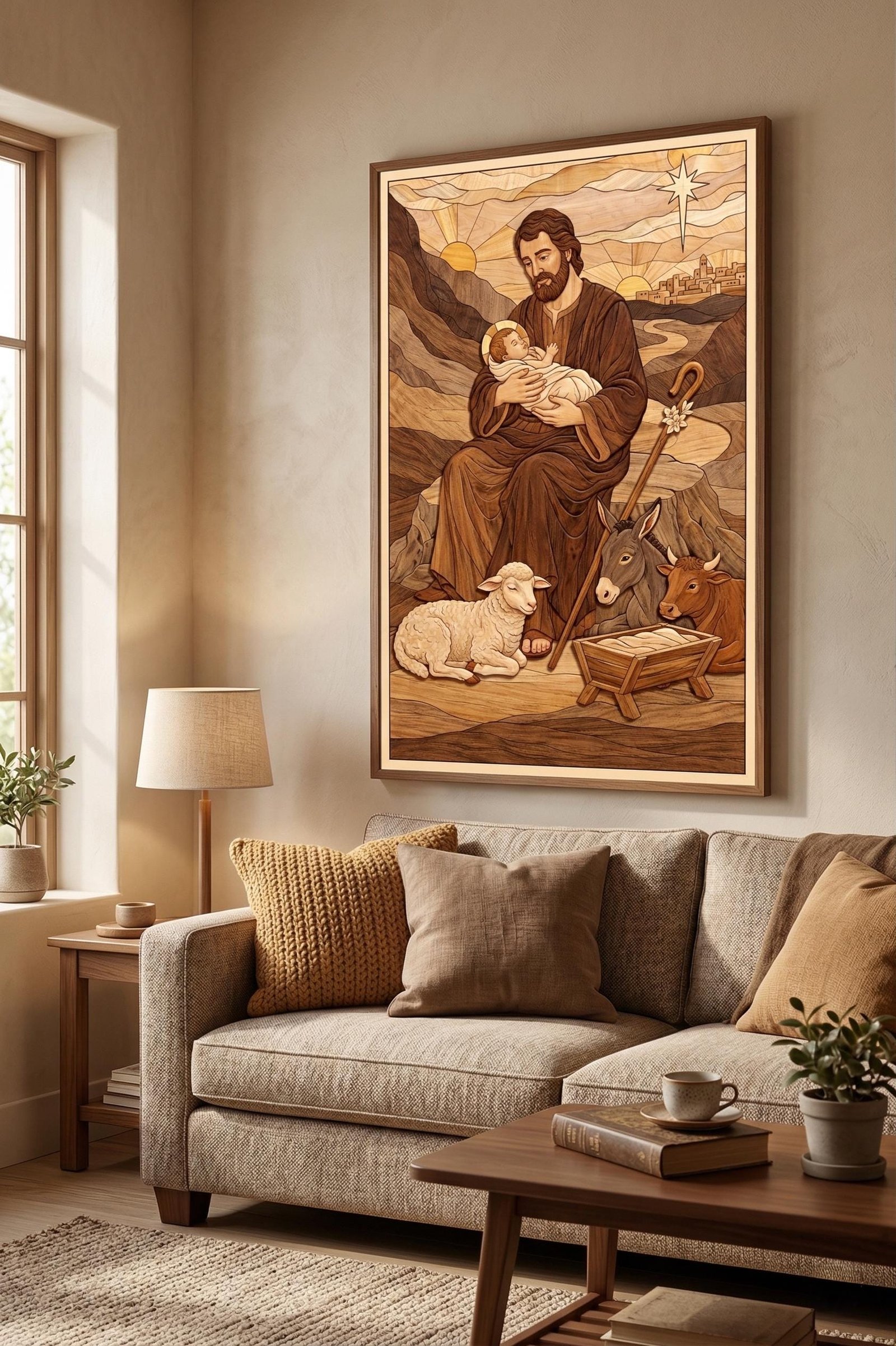 Christian Nativity Intarsia Pattern, Holy Family Scroll Saw Template (PDF Download)