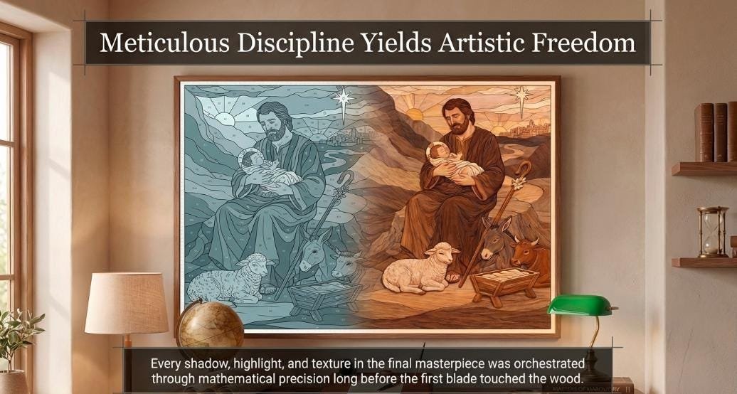 Christian Nativity Intarsia Pattern, Holy Family Scroll Saw Template (PDF Download)