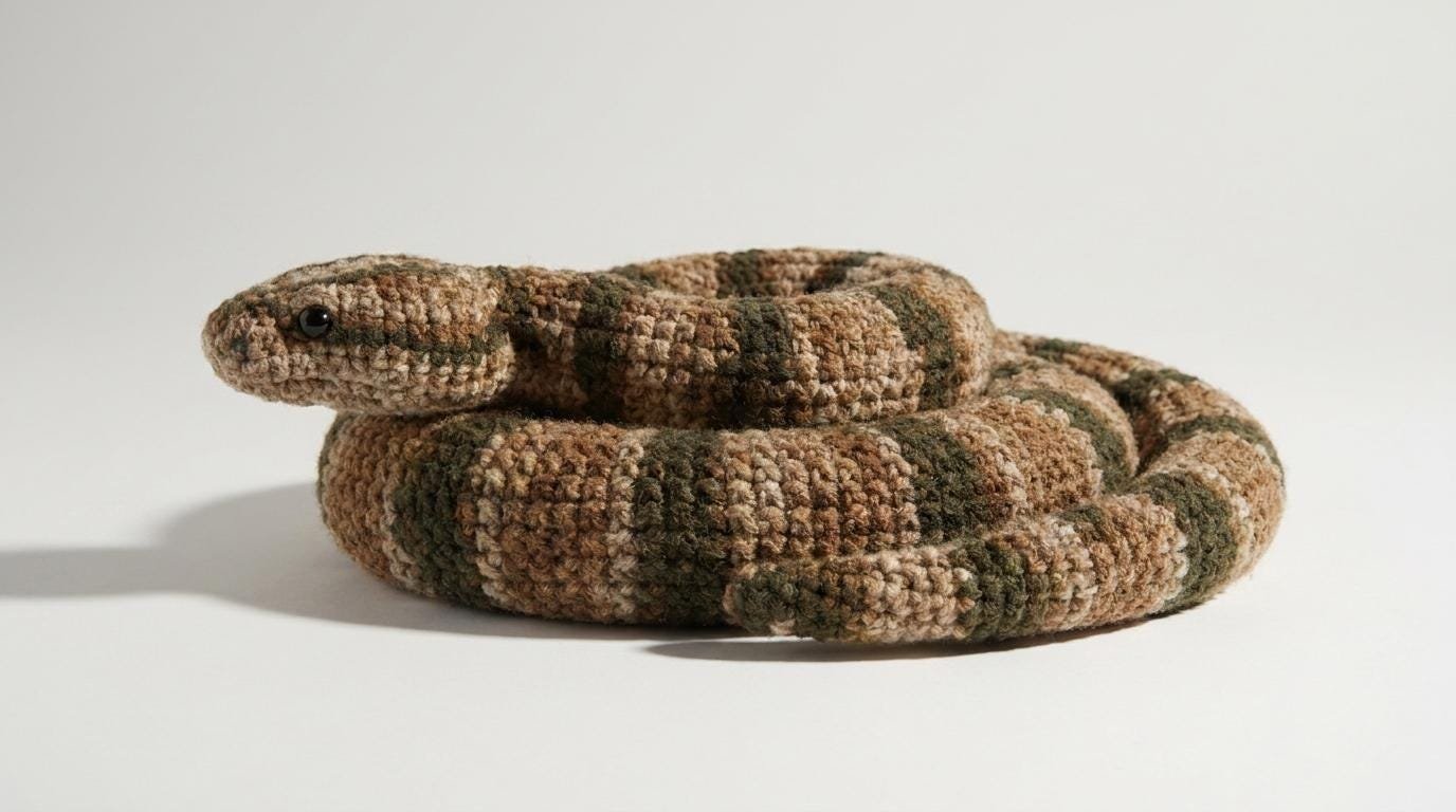 Coiled Striped Snake Crochet Pattern PDF, Cute Amigurumi Plush Doll, Realistic Snake Plush, Crochet Animal Pattern, Digital Download