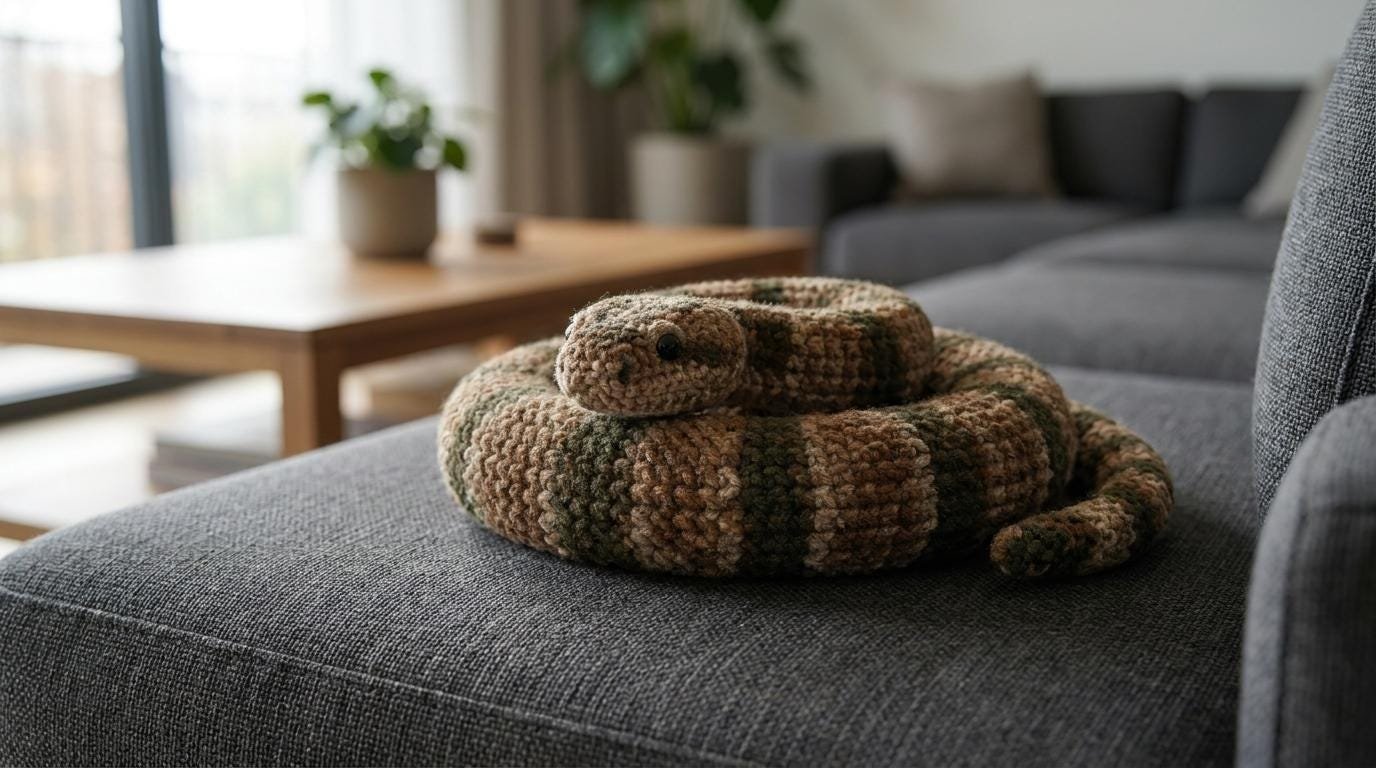 Coiled Striped Snake Crochet Pattern PDF, Cute Amigurumi Plush Doll, Realistic Snake Plush, Crochet Animal Pattern, Digital Download