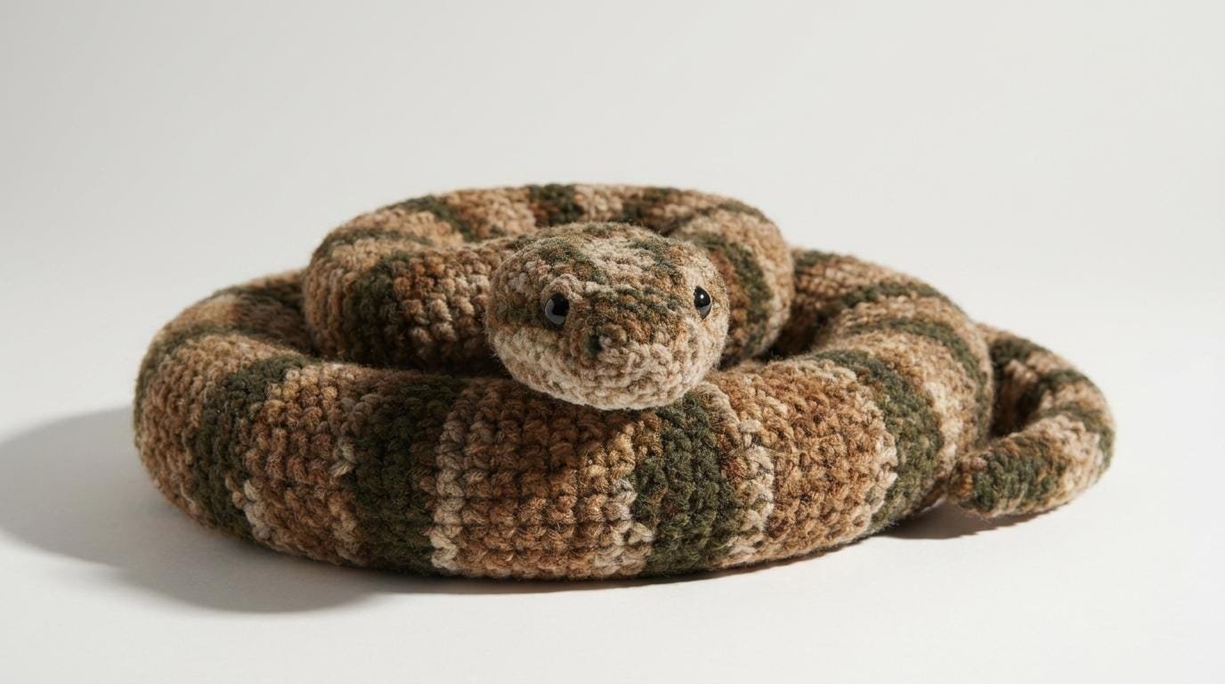 Coiled Striped Snake Crochet Pattern PDF, Cute Amigurumi Plush Doll, Realistic Snake Plush, Crochet Animal Pattern, Digital Download