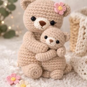 Crochet Mommy & Baby Bear Pattern | Beginner Friendly PDF Guide (Digital Download)