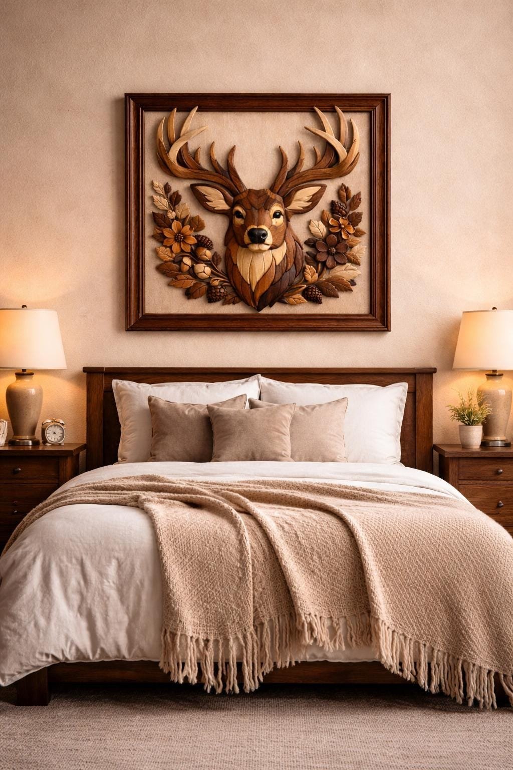 Deer Intarsia Woodworking Pattern, Scroll Saw Template, Rustic Wall Art (PDF Download)