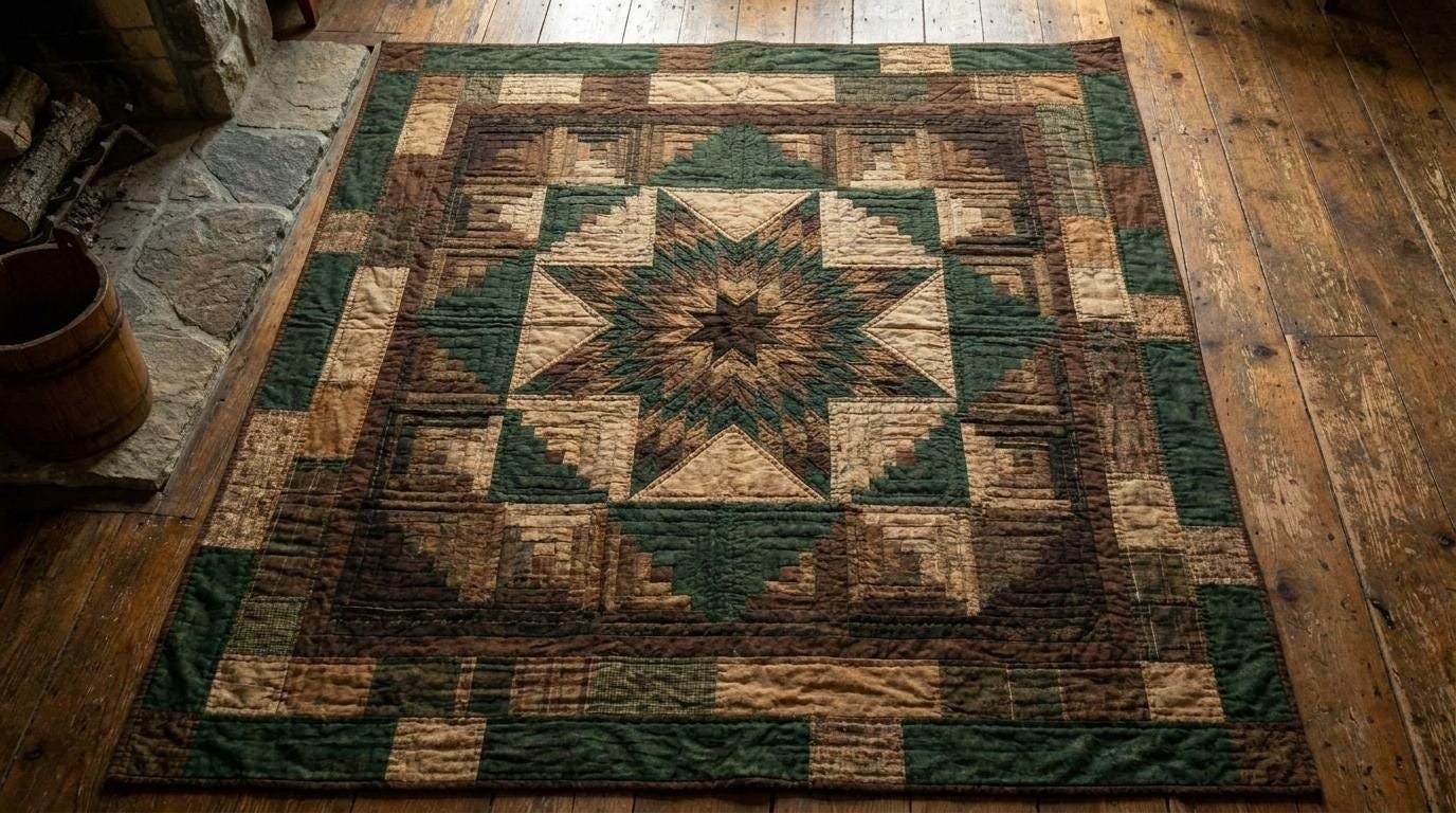 Earth & Timber Medallion Quilt Pattern | Rustic Star Patchwork (Digital Download)