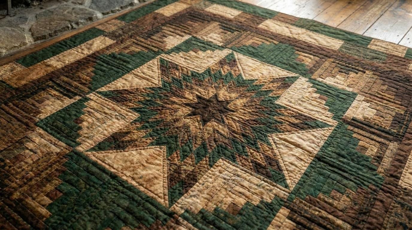 Earth & Timber Medallion Quilt Pattern | Rustic Star Patchwork (Digital Download)