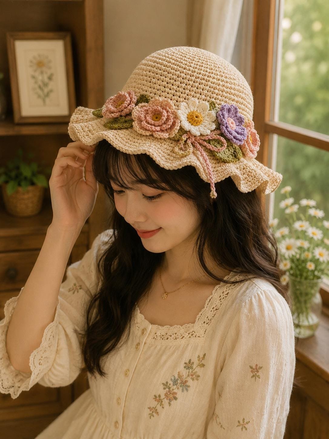Floral Meadow Sun Hat crochet pdf guide