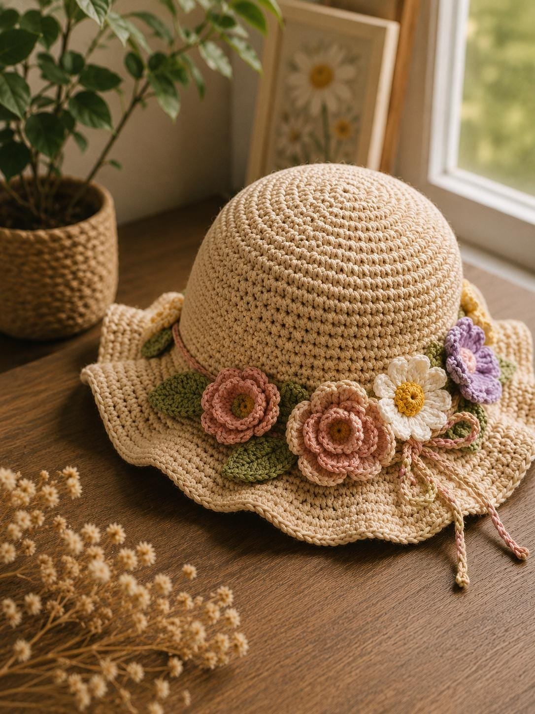 Floral Meadow Sun Hat crochet pdf guide