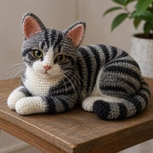 Grey Tabby Cat Crochet  pdf guide