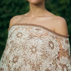 Handmade Boho Off-Shoulder Lace Shrug | Elegant Crochet Bolero with Contrast Trim PDF Guide