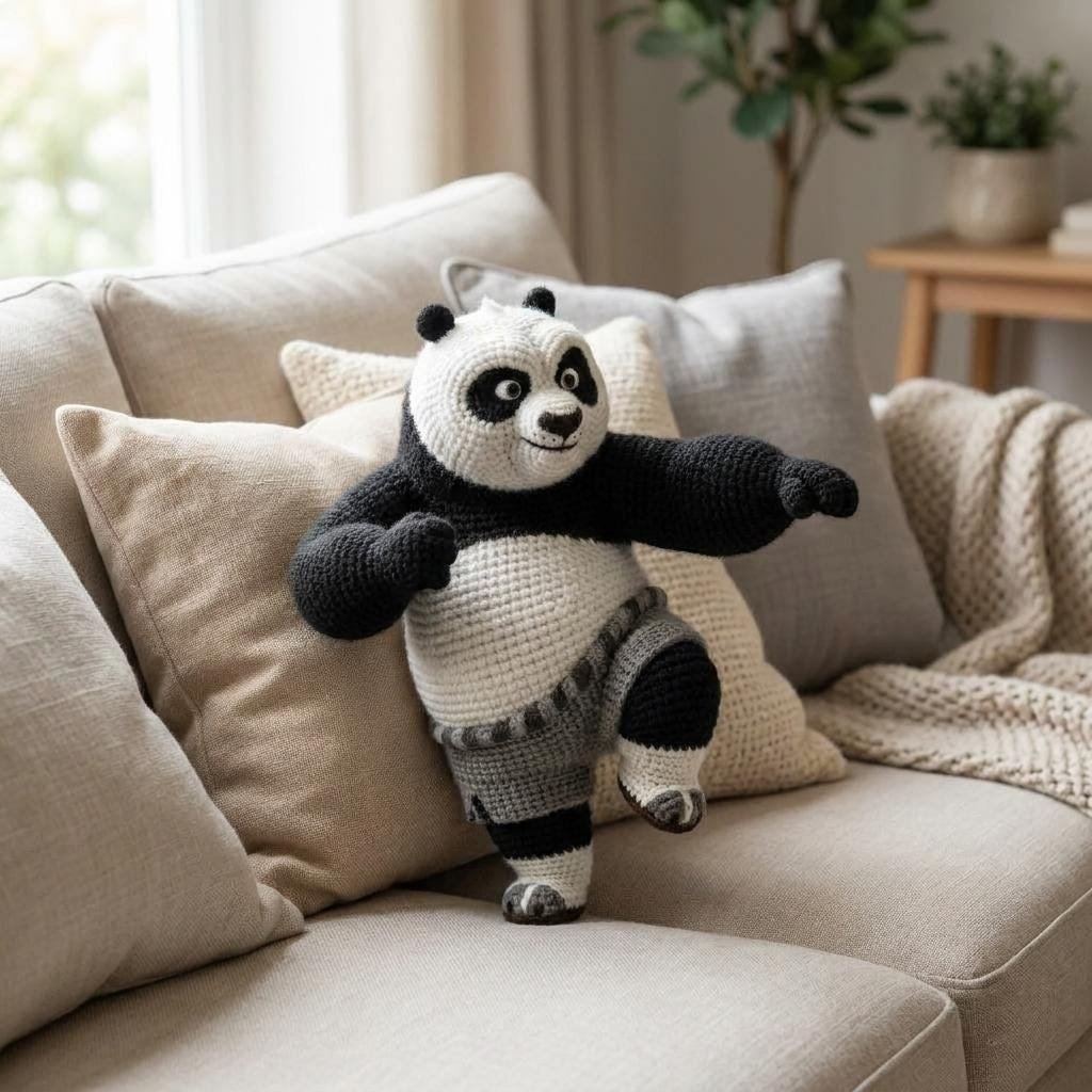 Kung Fu Panda Crochet Pattern, Martial Arts Amigurumi Plush Tutorial (PDF)
