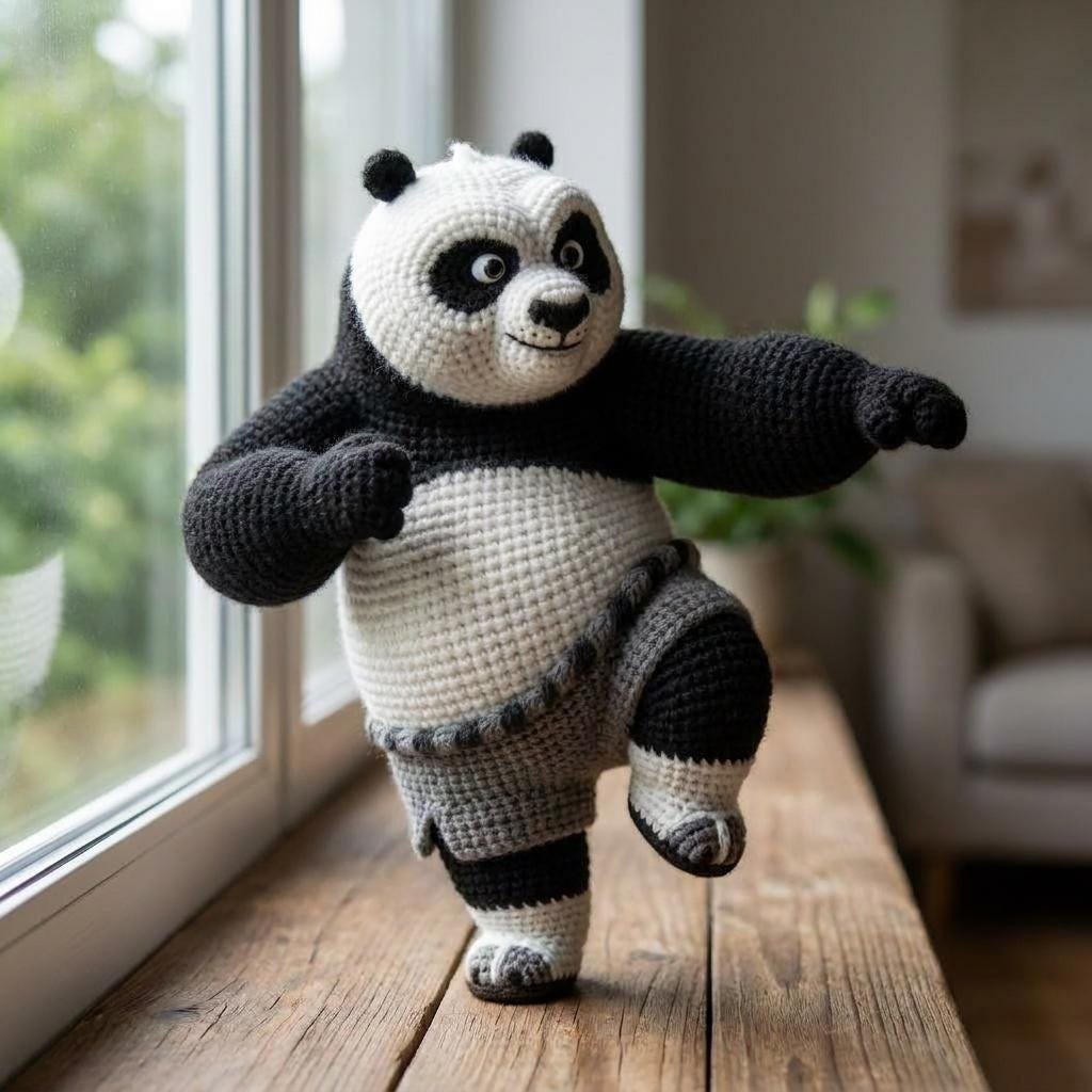 Kung Fu Panda Crochet Pattern, Martial Arts Amigurumi Plush Tutorial (PDF)