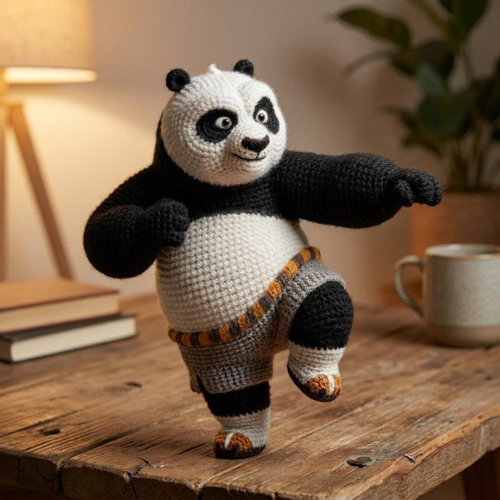 Kung Fu Panda Crochet Pattern, Martial Arts Amigurumi Plush Tutorial (PDF)