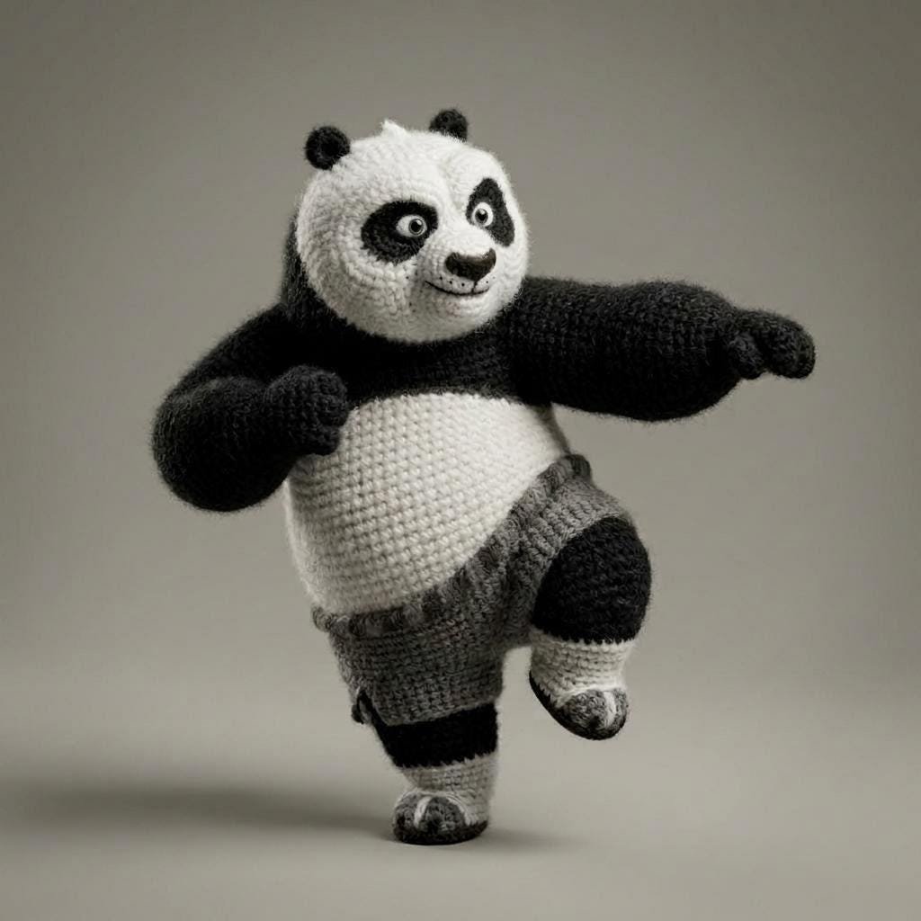 Kung Fu Panda Crochet Pattern, Martial Arts Amigurumi Plush Tutorial (PDF)
