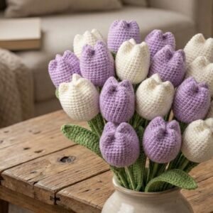 Lavender & Lace Crochet Tulip Bouquet PDF Guide