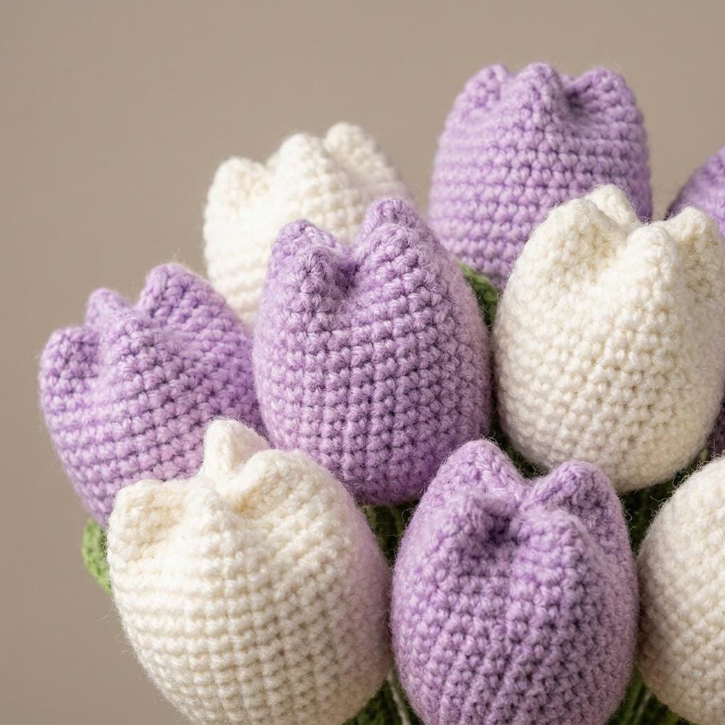 Lavender & Lace Crochet Tulip Bouquet PDF Guide
