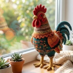 Majestic Meadow Rooster Amigurumi