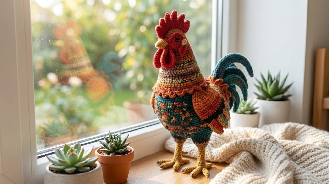 Majestic Meadow Rooster Amigurumi