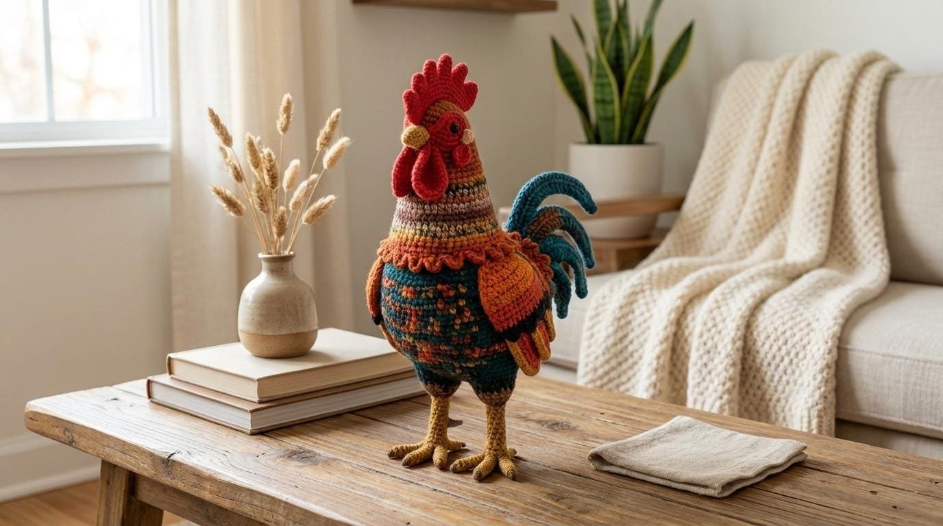 Majestic Meadow Rooster Amigurumi