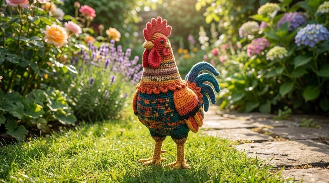 Majestic Meadow Rooster Amigurumi