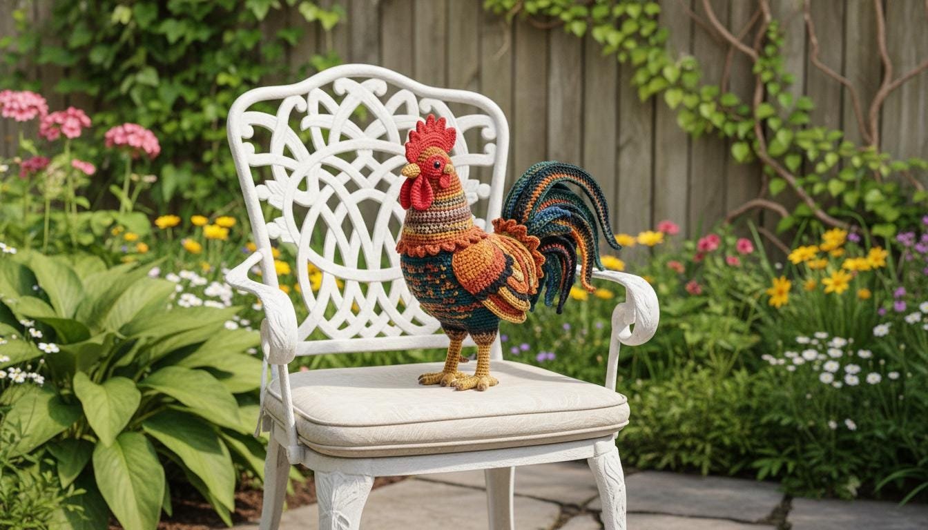 Majestic Meadow Rooster Amigurumi