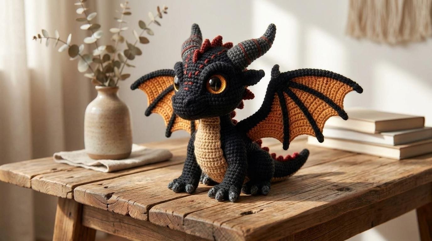 Midnight Ember Amigurumi Dragon crochet pdf guide