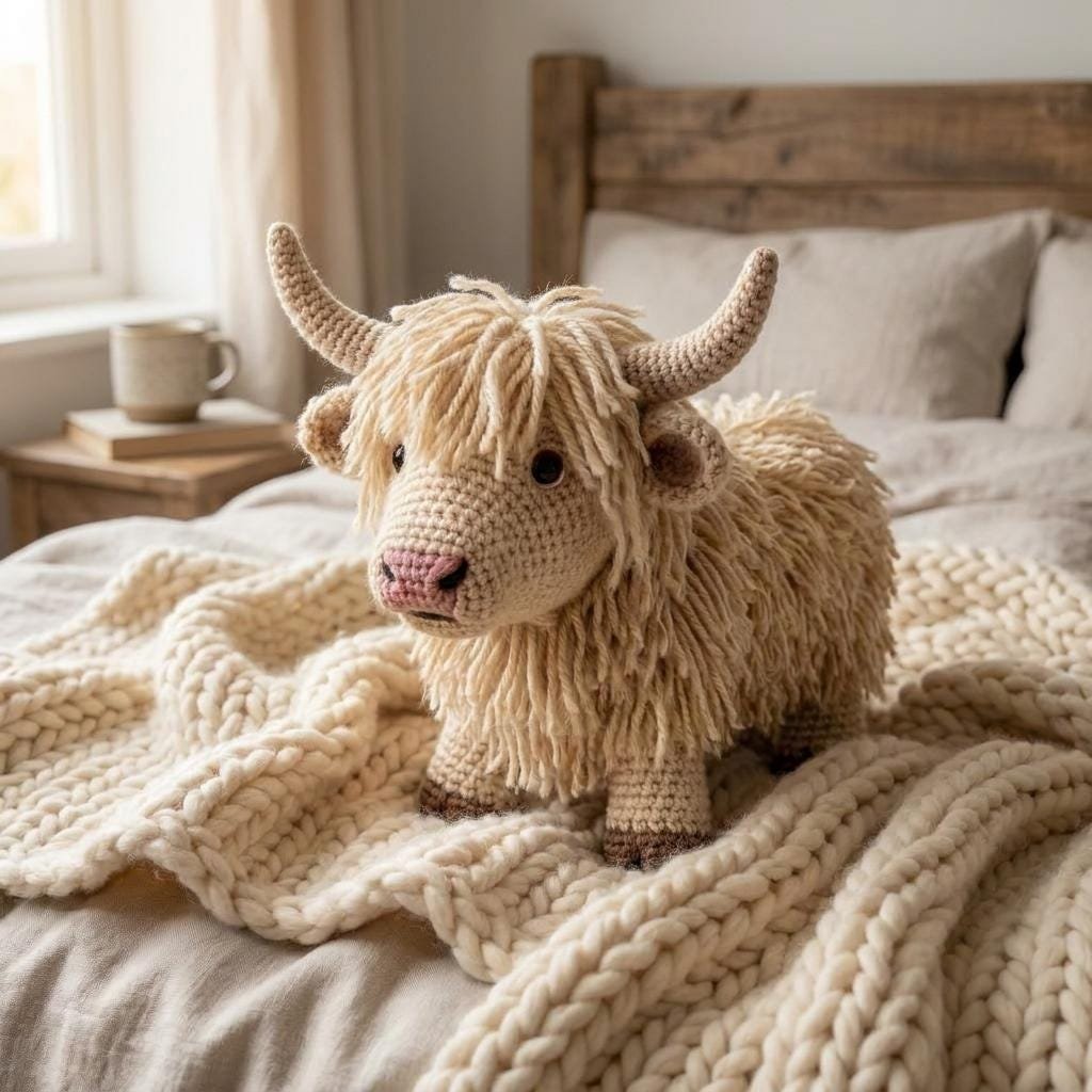 Realistic Fluffy Highland Cow Amigurumi PDF GUIDE