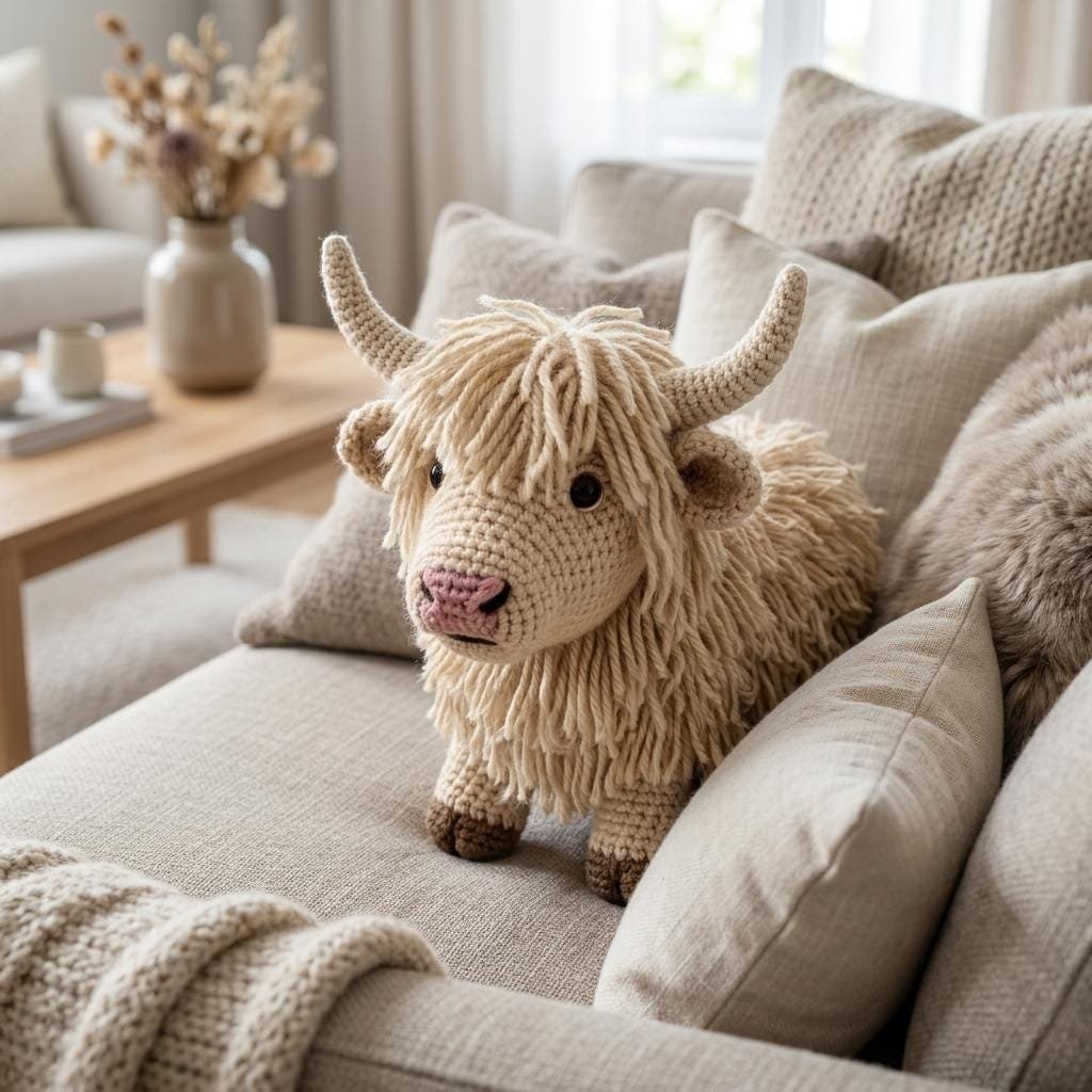 Realistic Fluffy Highland Cow Amigurumi PDF GUIDE