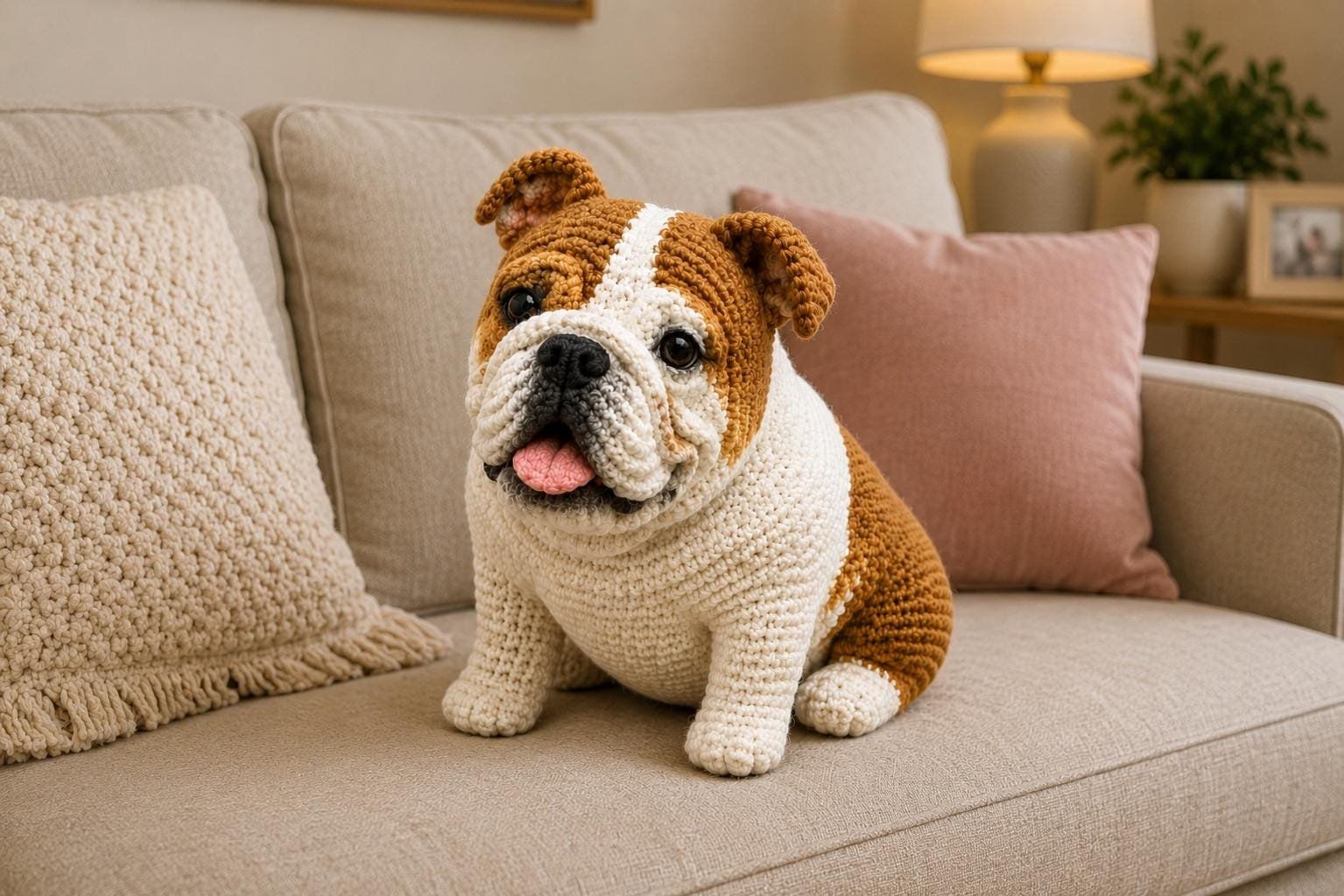 Realistic Sitting Bulldog crochet pdf guide