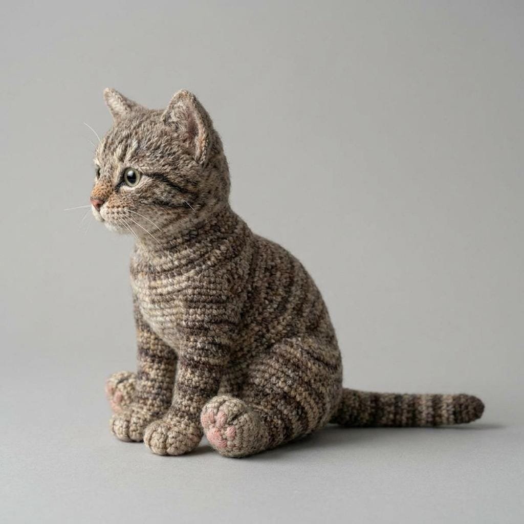 Realistic Tabby Kitten Crochet Pattern PDF, Amigurumi Cat Plush Tutorial (Digital Download)