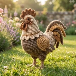 Rustic Amigurumi Rooster Crochet Pattern, Farmhouse Chicken PDF (Digital Download)