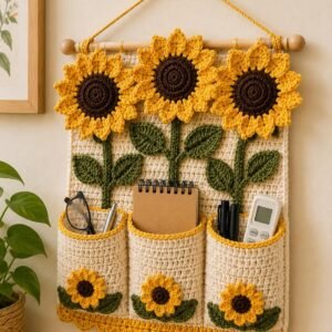 Sunflower Wall Organizer Crochet Pattern PDF guide