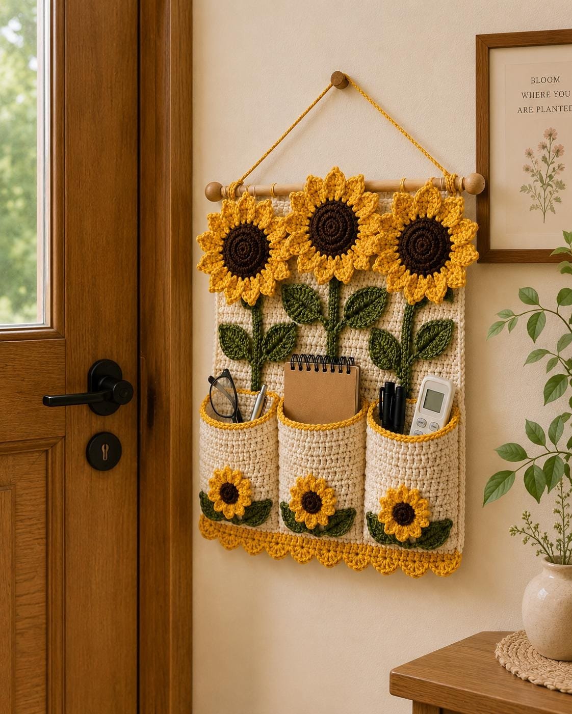Sunflower Wall Organizer Crochet Pattern PDF guide