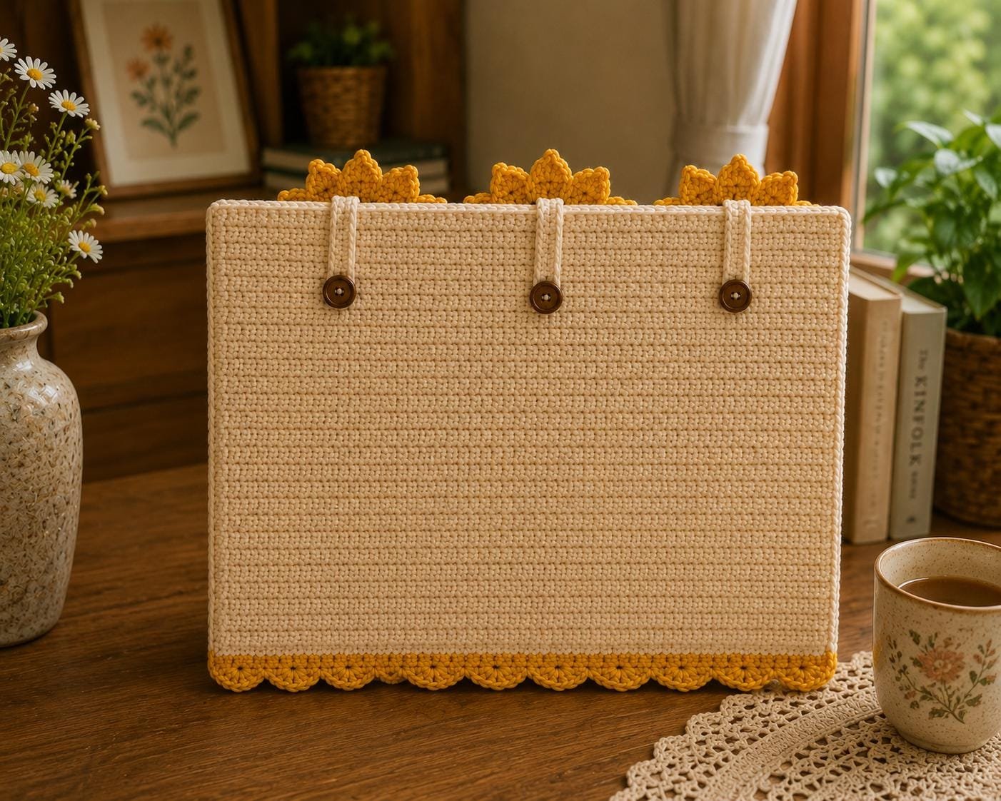 Sunflower Wall Organizer Crochet Pattern PDF guide