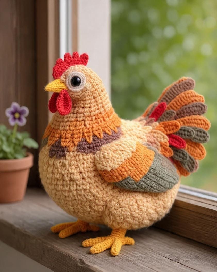 The Crocheted Hen of the Windowsill | Beginner Friendly PDF Guide