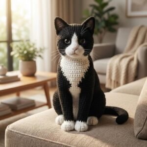 Tuxedo Cat Crochet Pattern, Beginner Amigurumi PDF Toy Tutorial