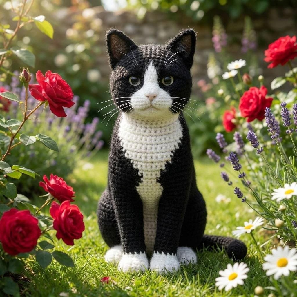 Tuxedo Cat Crochet Pattern, Beginner Amigurumi PDF Toy Tutorial