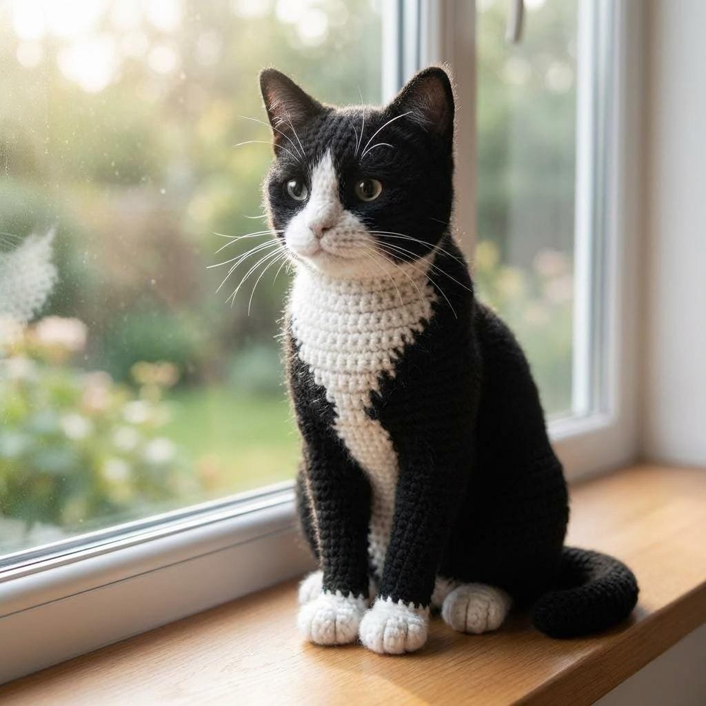 Tuxedo Cat Crochet Pattern, Beginner Amigurumi PDF Toy Tutorial