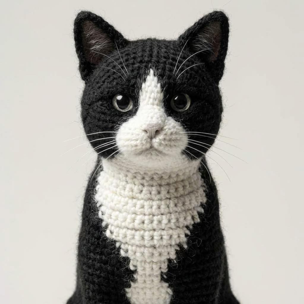 Tuxedo Cat Crochet Pattern, Beginner Amigurumi PDF Toy Tutorial