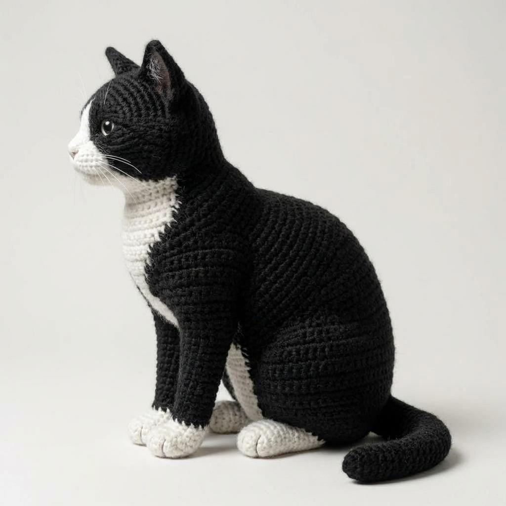 Tuxedo Cat Crochet Pattern, Beginner Amigurumi PDF Toy Tutorial