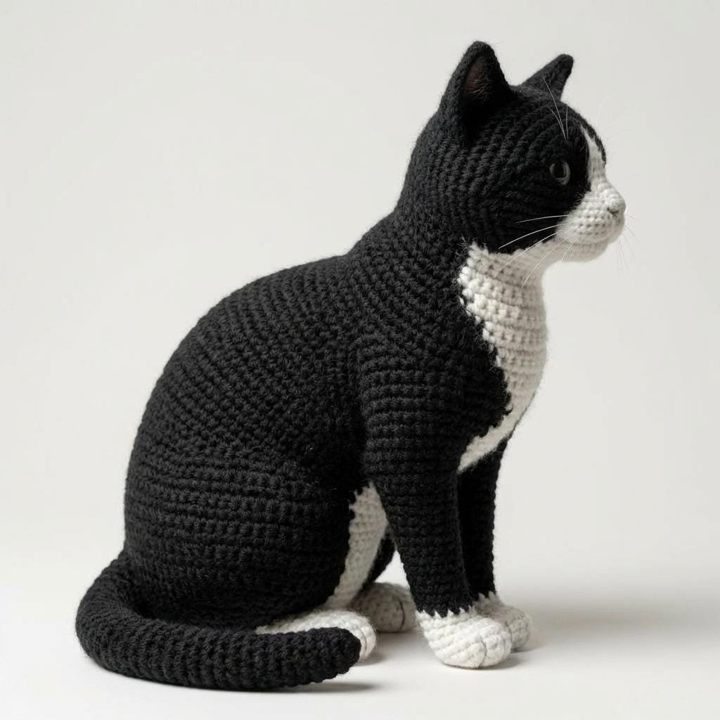 Tuxedo Cat Crochet Pattern, Beginner Amigurumi PDF Toy Tutorial