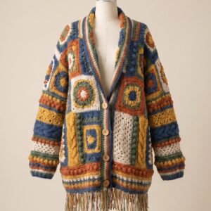 Vibrant Patchwork Motif Cardigan Pattern PDF Guide