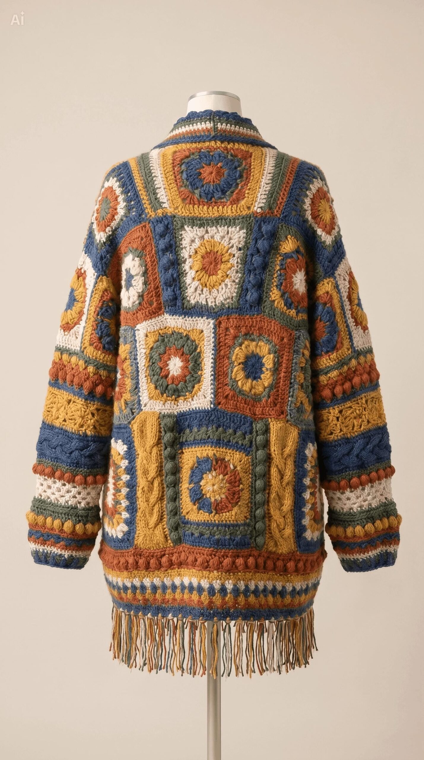 Vibrant Patchwork Motif Cardigan Pattern PDF Guide