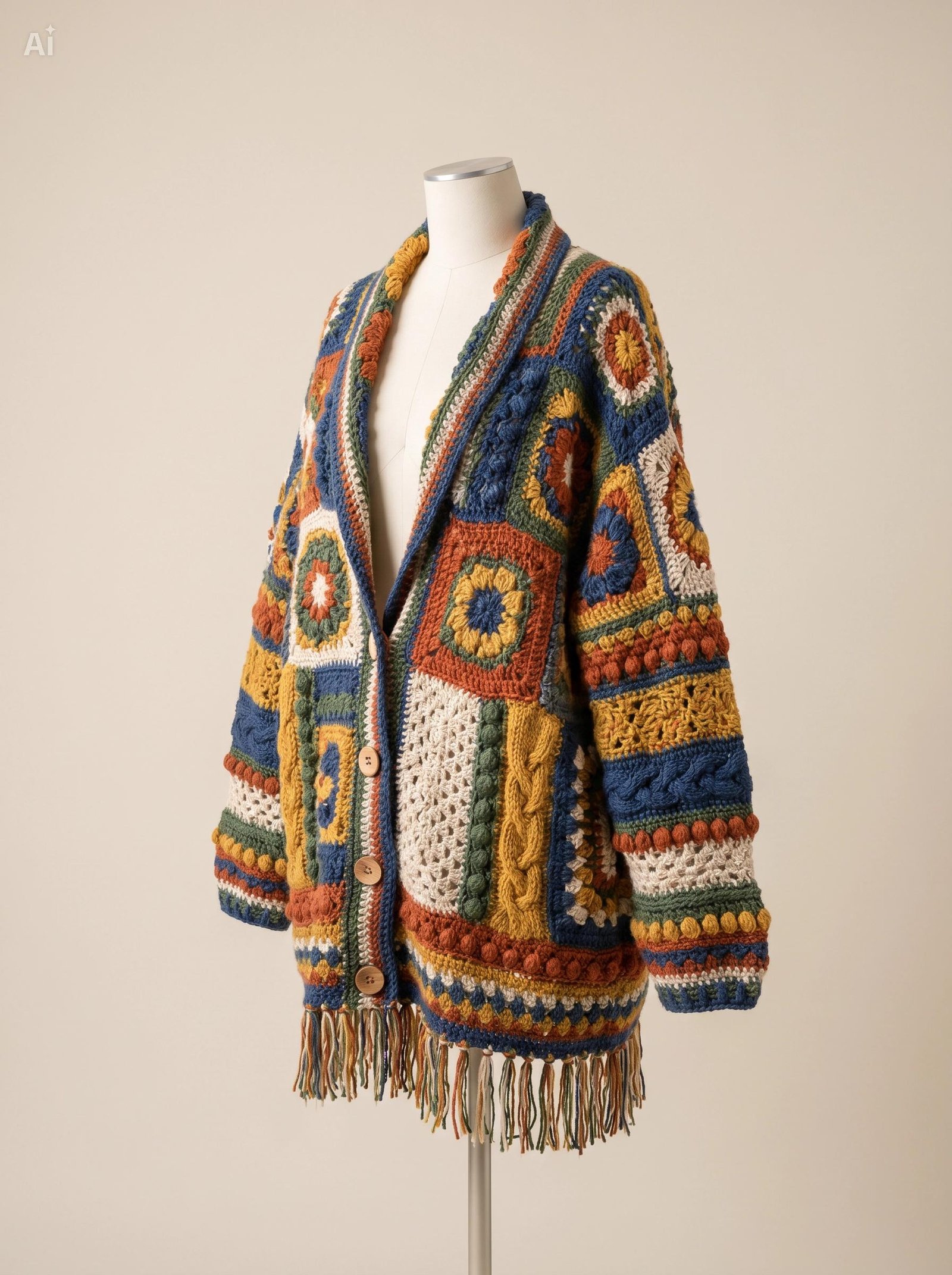Vibrant Patchwork Motif Cardigan Pattern PDF Guide
